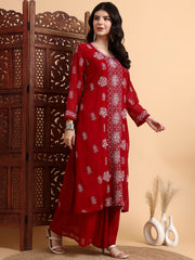 Hand Crafted Bakhiya Chikankari Georgette Kurta Set