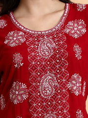 Hand Crafted Bakhiya Chikankari Georgette Kurta Set