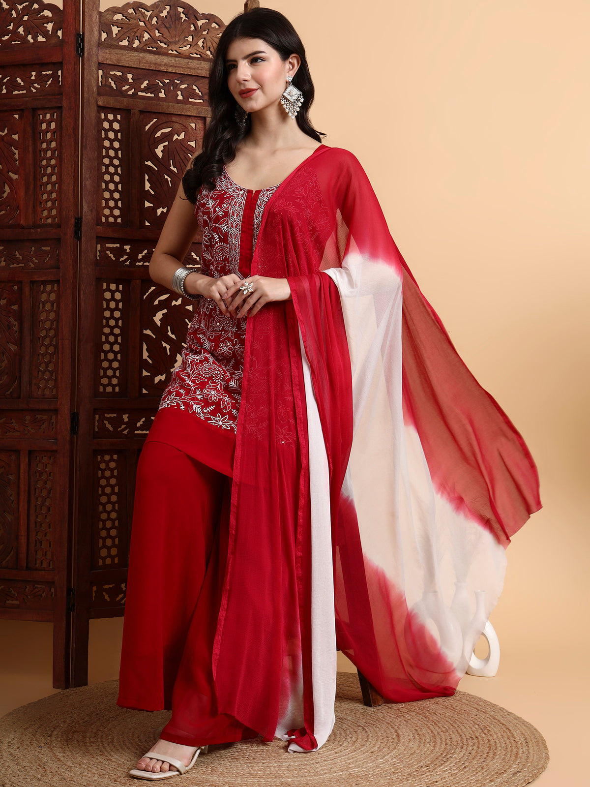 Hand Crafted chikankari Bakhiya Sharara set