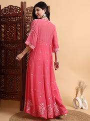 Hand crafted Chiknkari Kalidar Kurta Set