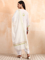 Hand Crafted Chikankari Mul Chanderi Kurta Set