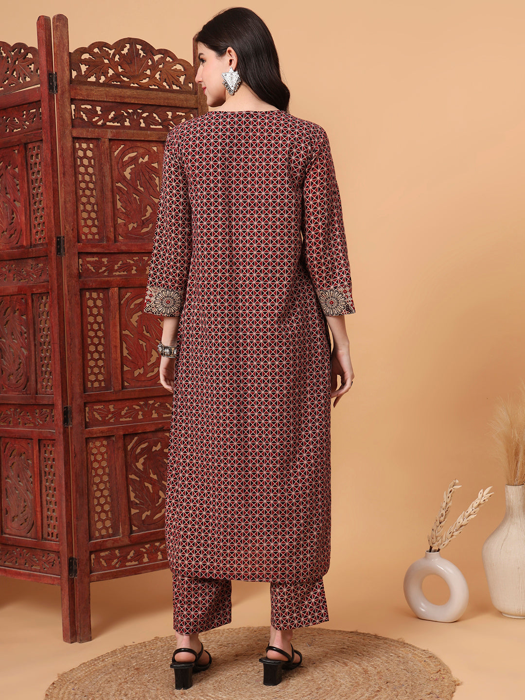 Hand Block Vegetable Print Straight Kurta S2002